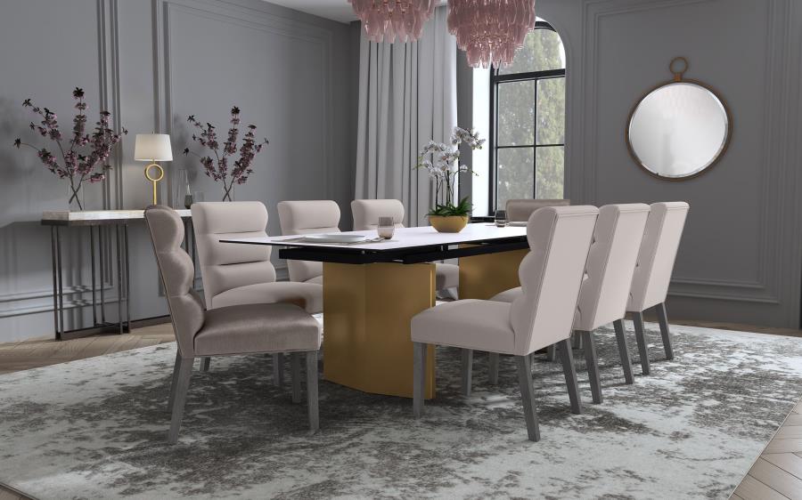 Modal Additional Images for Vesa 97-inch Glass Top Extension Dining Table Beige