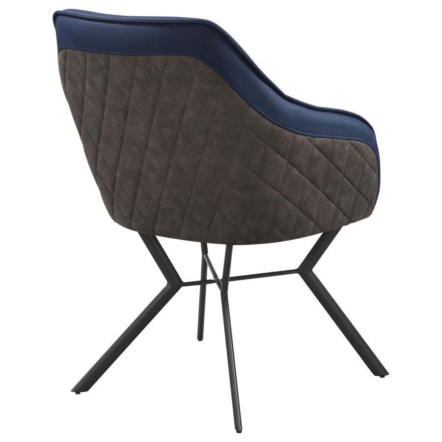 (image for) Mayer Upholstered Dining Arm Chair Blue and Brown (Set of 2)