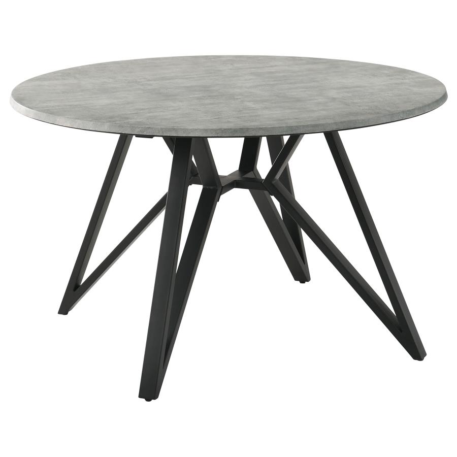 (image for) Neil 5-piece Round Dining Table Set Concrete Gunmetal