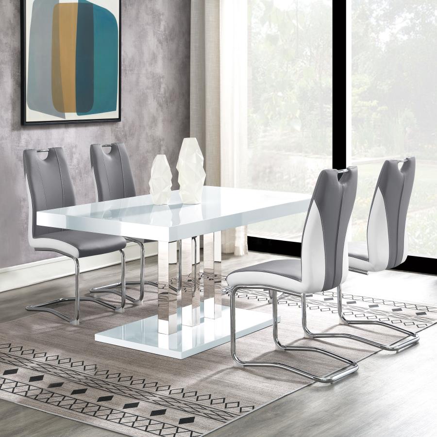 (image for) Brooklyn 5-piece Rectangular Dining Set White High Gloss - Click Image to Close