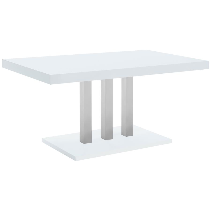 (image for) Brooklyn Rectangular 63-inch Dining Table White High Gloss - Click Image to Close