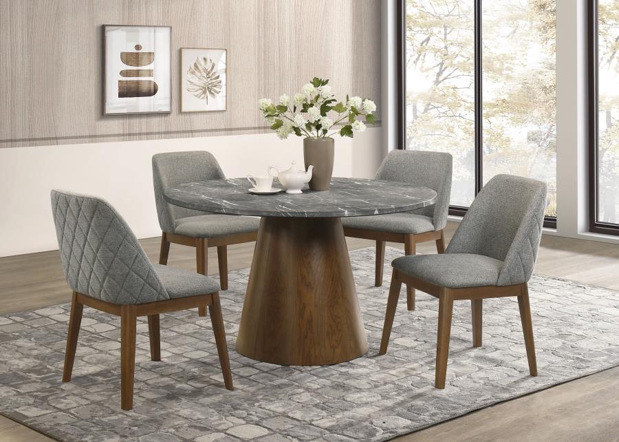 (image for) Franklin 5-piece 50-inch Round Dining Table Set Grey and Dark Oak