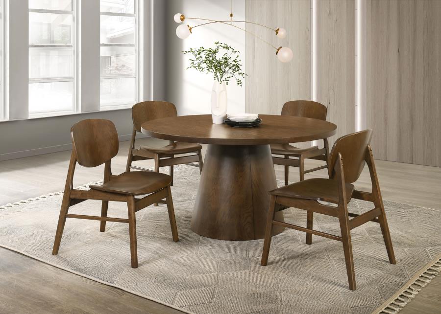 (image for) Franklin 5-piece 54-inch Round Dining Table Set Dark Brown