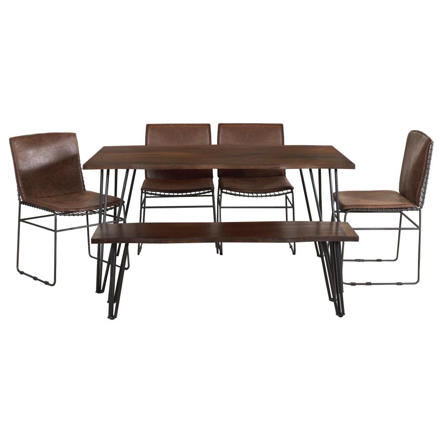 (image for) Topeka 6-piece Rectangular Dining Table Set Mango Cocoa