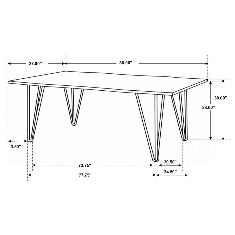 (image for) Neve 80-inch Live Edge Dining Table Grey Sheesham