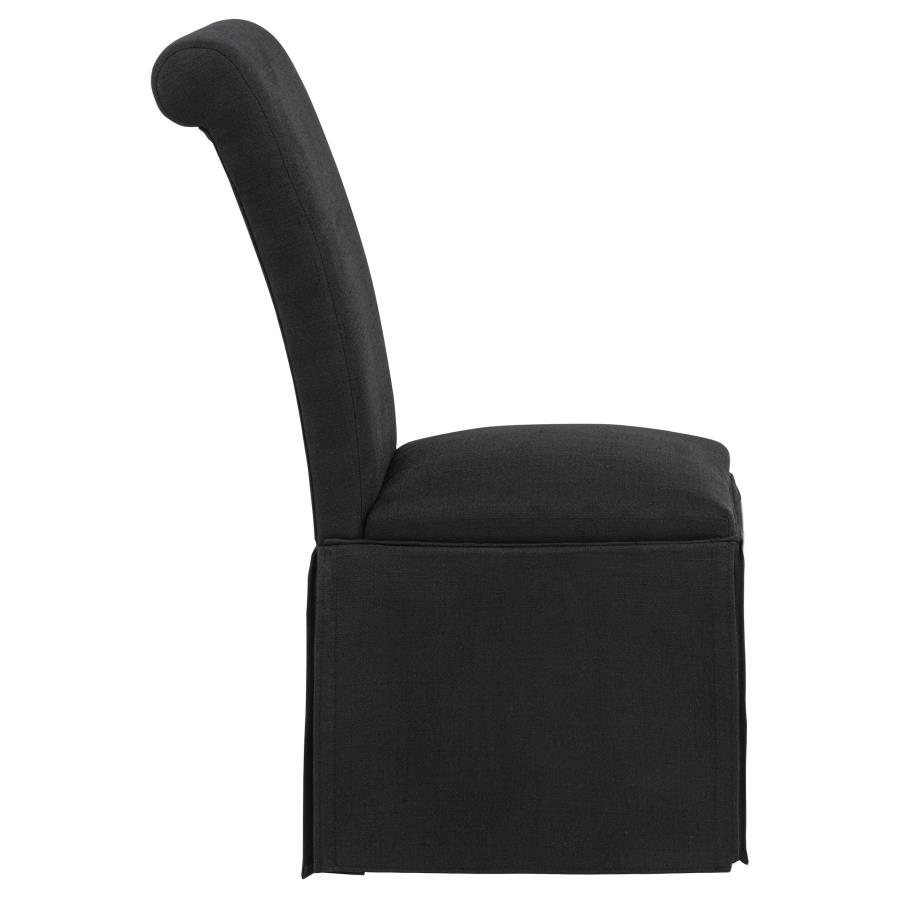 Shawna Upholstered Skirted Side Chair Black (Set of 2)
