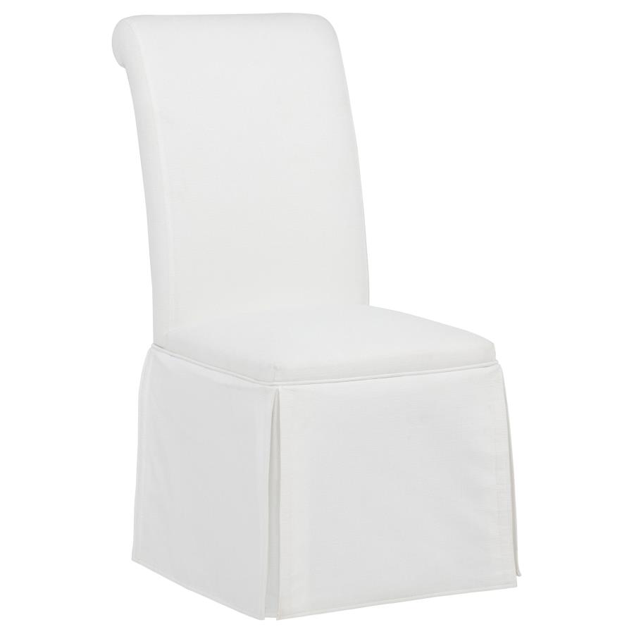 Shawna Upholstered Skirted Side Chair White (Set of 2)