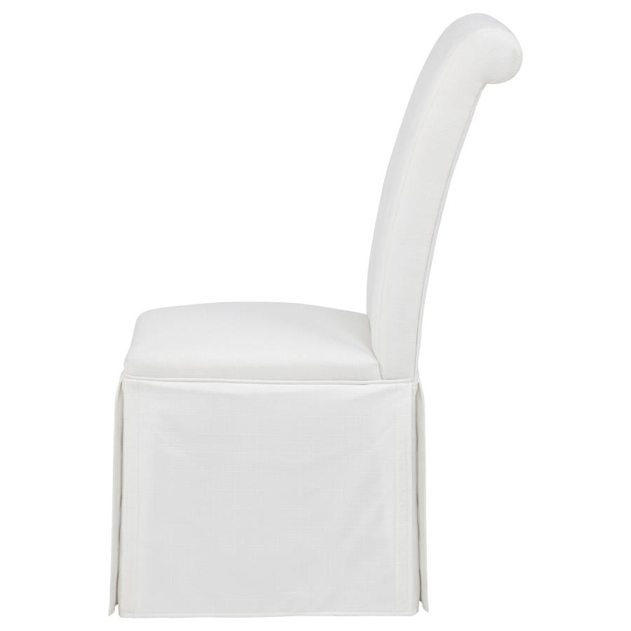 Shawna Upholstered Skirted Side Chair White (Set of 2)