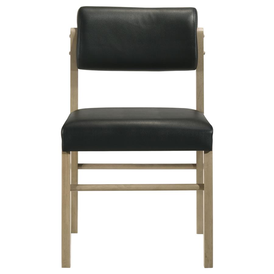 Kehoe Upholstered Dining Side Chair Black and Natural Oak (Set of 2)