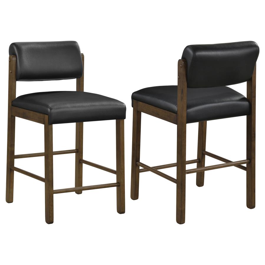 (image for) Kehoe Upholstered Counter Height Chair Black and Walnut (Set of 2)
