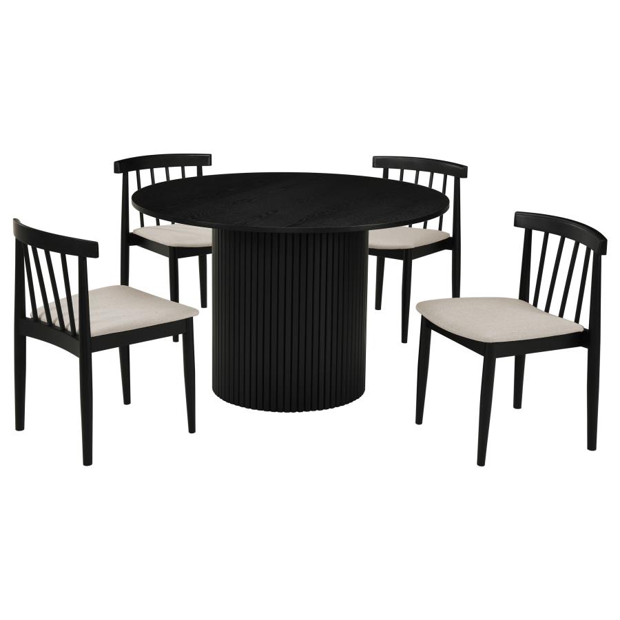 (image for) Hamlyn 5-piece Round Wood Dining Set Wheat and Black