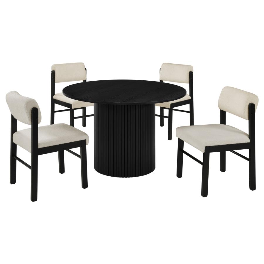(image for) Hamlyn 5-piece Round Wood Dining Set Cream and Black