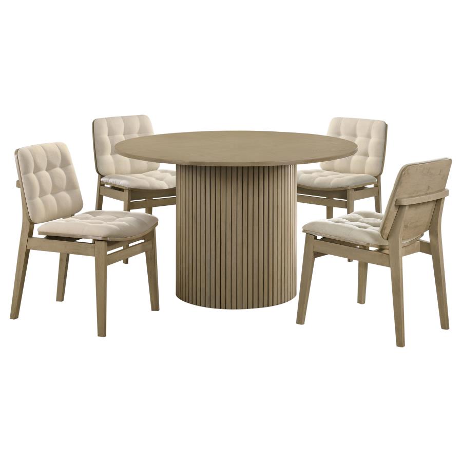 (image for) Hamlyn 5-piece Round Wood Dining Set Cream and Natural Oak