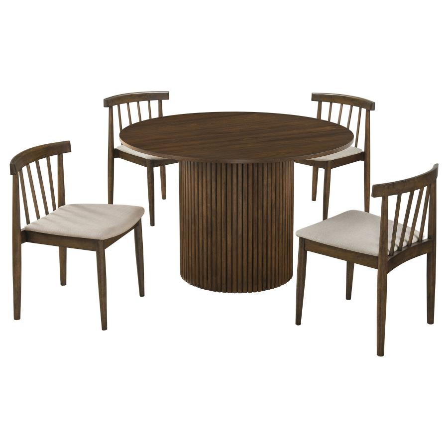 (image for) Hamlyn 5-piece Round Wood Dining Set Wheat and Walnut