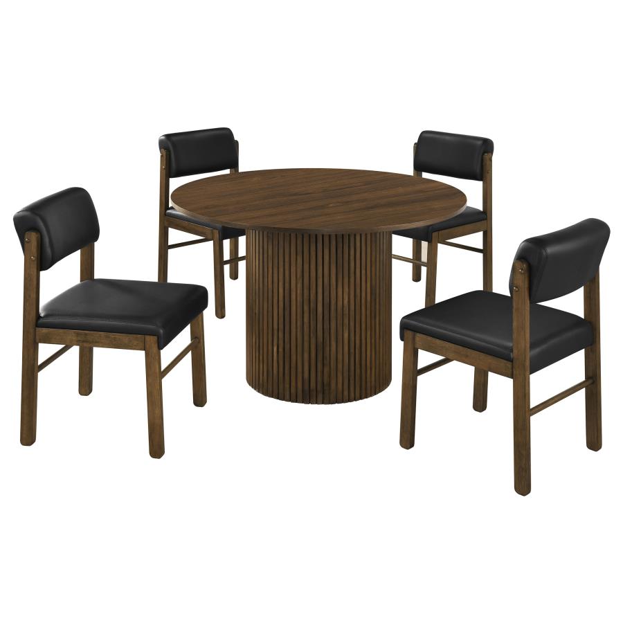 (image for) Hamlyn 5-piece Round Wood Dining Set Black and Walnut