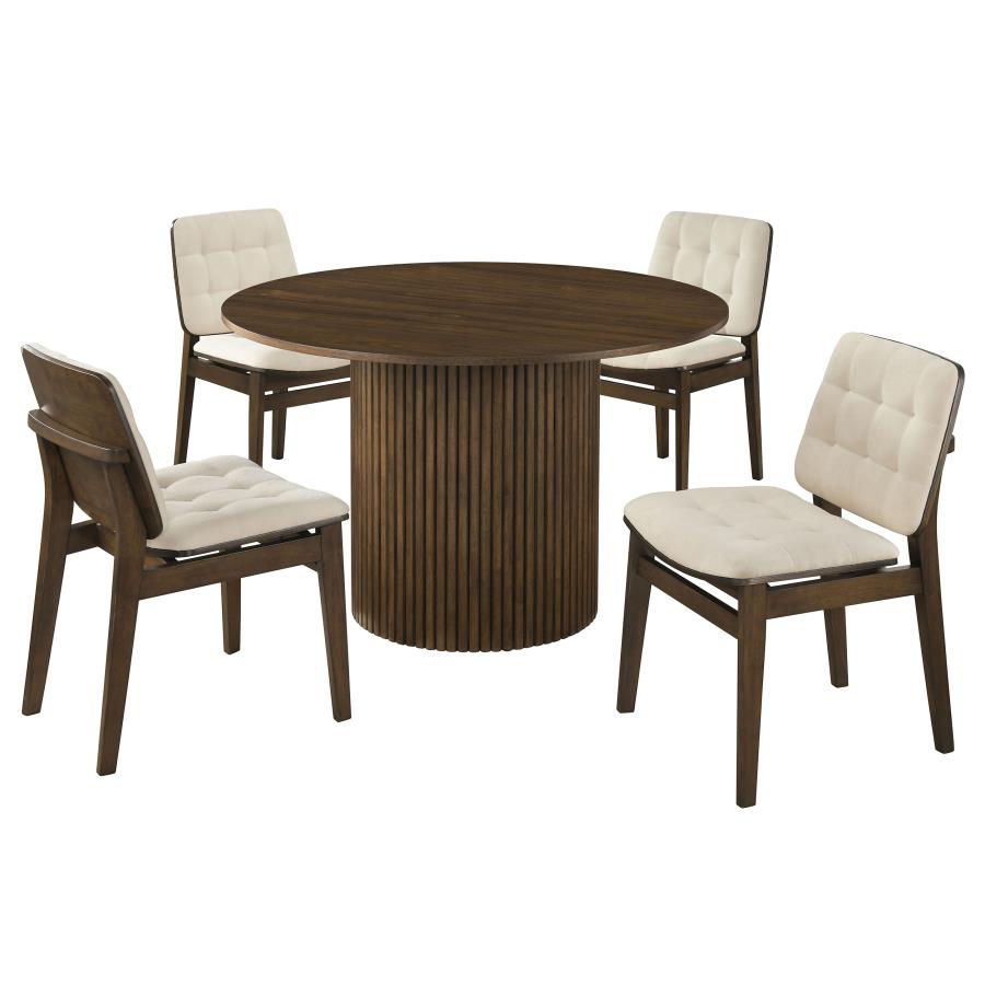 (image for) Hamlyn 5-piece Round Wood Dining Set Cream and Walnut