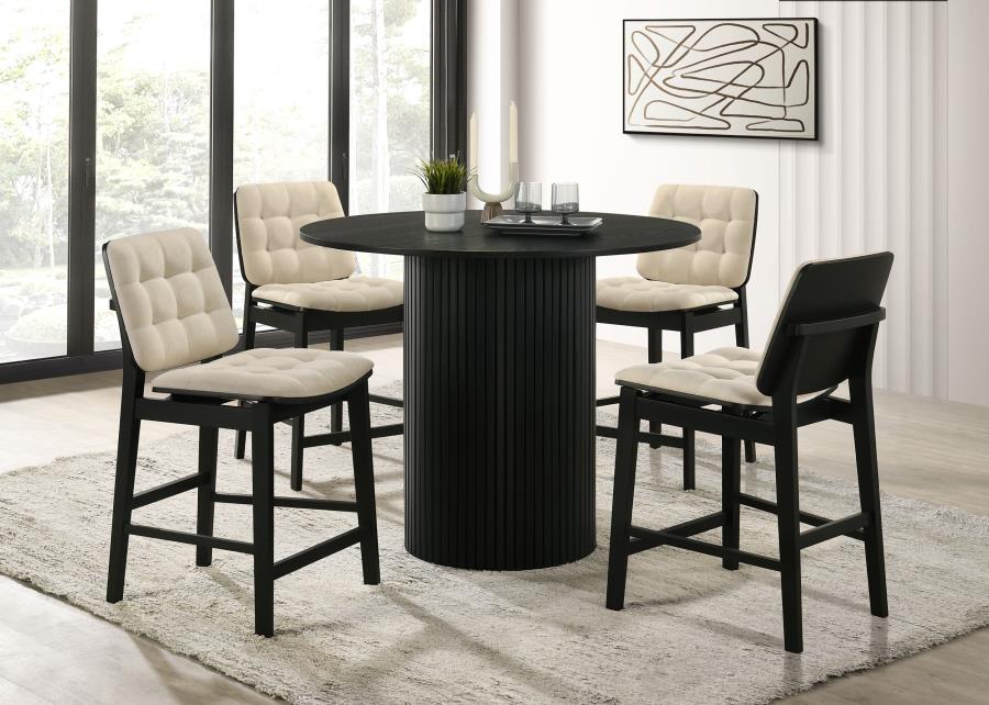 (image for) Hamlyn 5-piece Round Wood Counter Height Dining Set Cream and Black