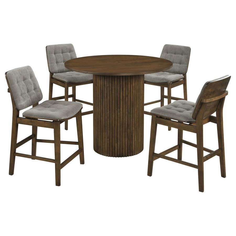 (image for) Hamlyn 5-piece Round Wood Counter Height Dining Set Grey and Walnut