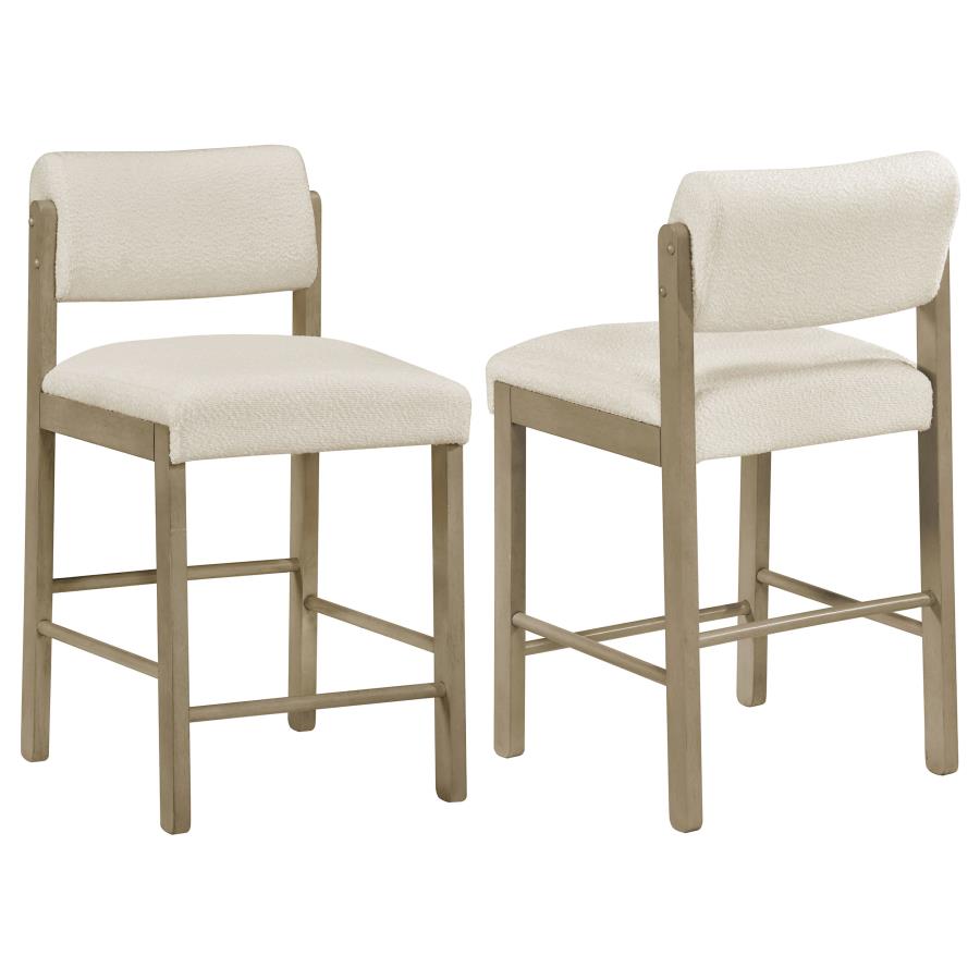 (image for) Kehoe Upholstered Counter Height Chair Cream and Natural Oak (Set of 2)