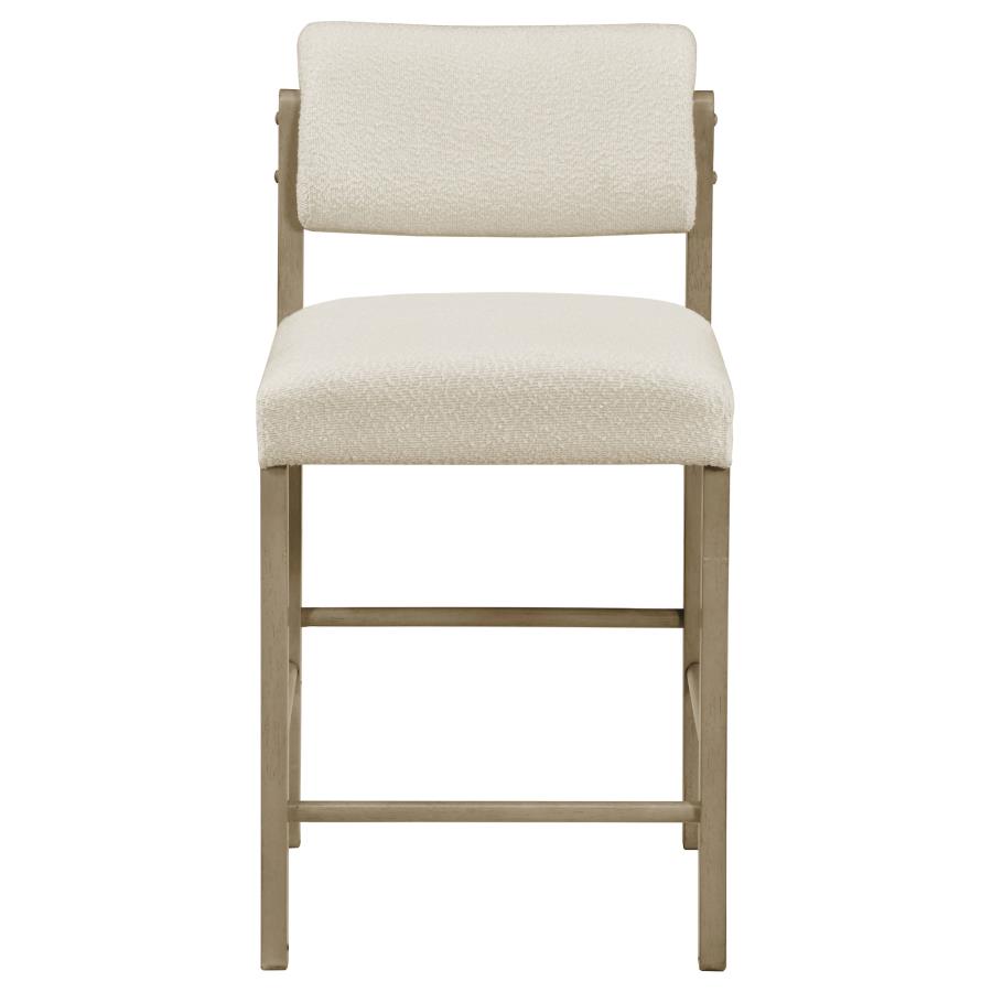 Kehoe Upholstered Counter Height Chair Cream and Natural Oak (Set of 2)