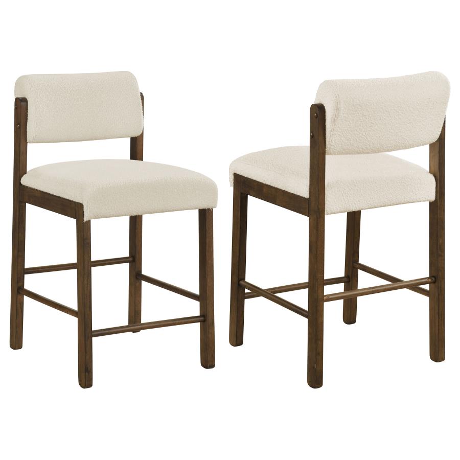 (image for) Kehoe Upholstered Counter Height Chair Cream and Walnut (Set of 2)