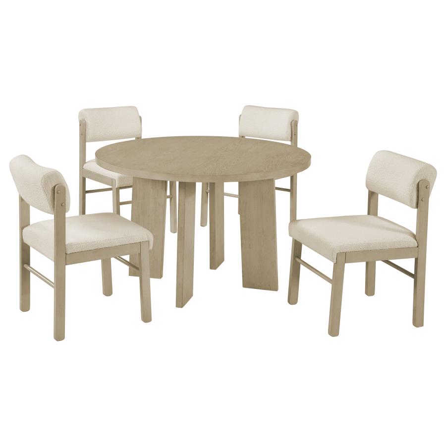 (image for) Strouse 5-piece Dining Set Cream and Natural Oak