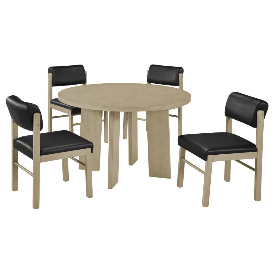 (image for) Strouse 5-piece Dining Set Black and Natural Oak