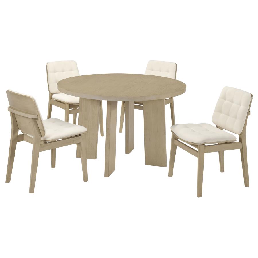 (image for) Strouse 5-piece Dining Set Cream and Natural Oak