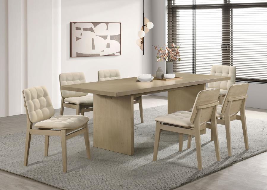 (image for) Decker 7-piece 82-inch Rectangular Dining Set Cream and Natural Oak
