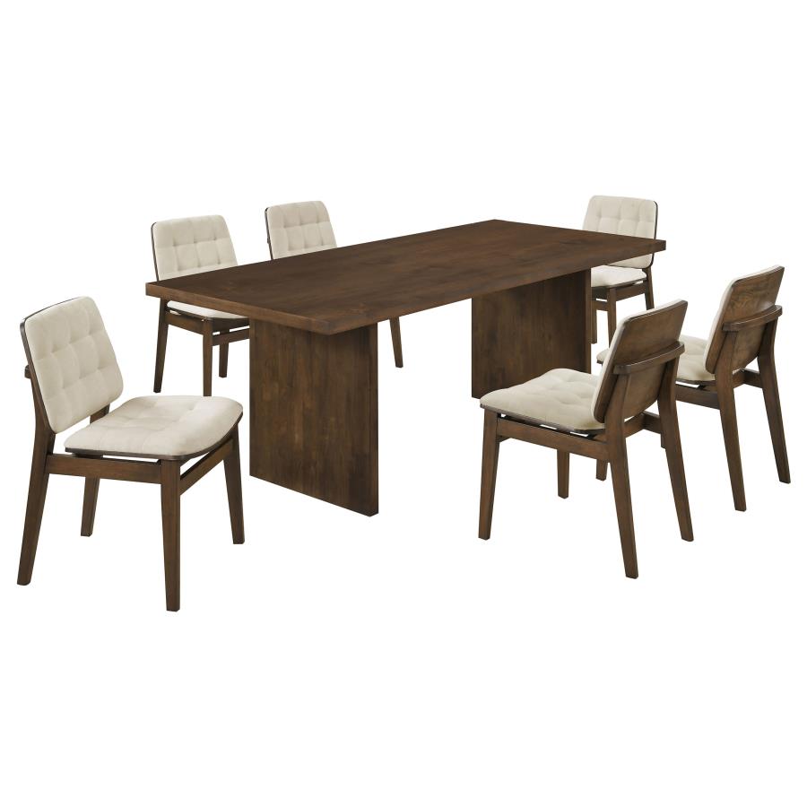 (image for) Decker 7-piece 82-inch Rectangular Dining Set Cream and Walnut