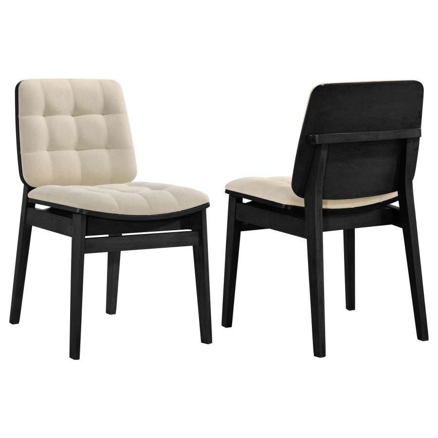 (image for) Redbridge Velvet Upholstered Side Chair Cream and Black (Set of 2)