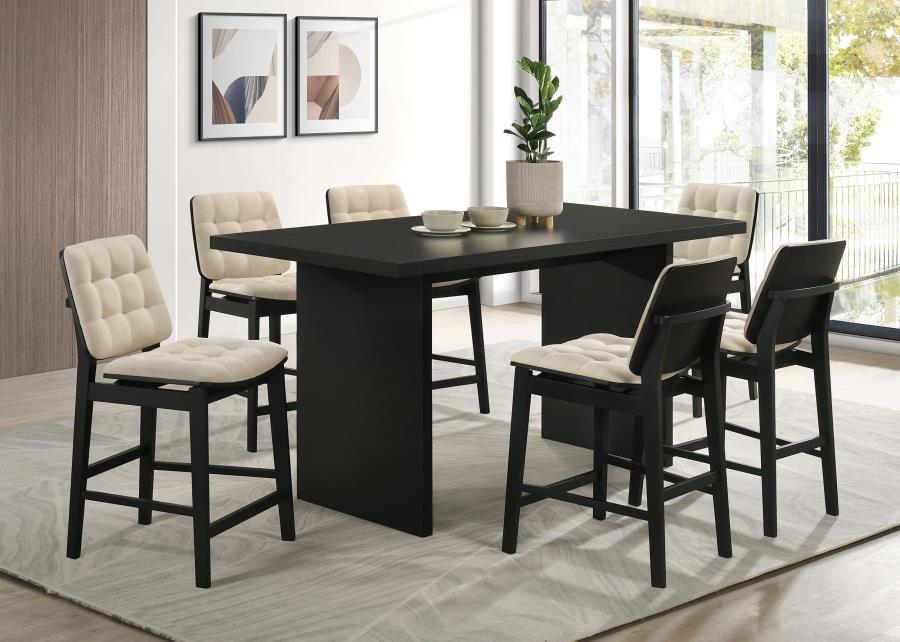 (image for) Decker 7-piece 70-inch Rectangular Counter Height Dining Set Cream and Black