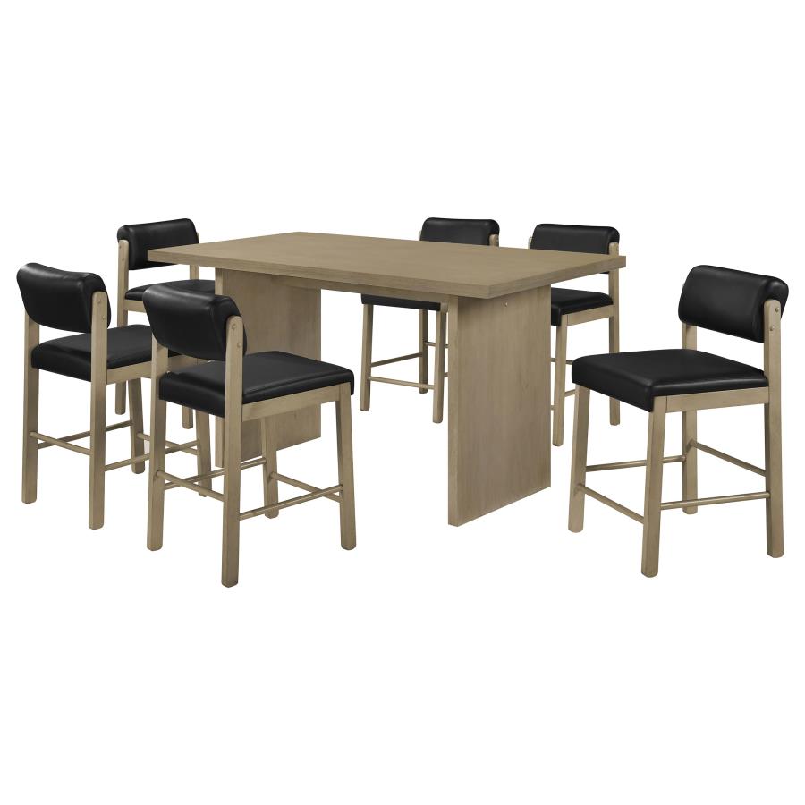 (image for) Decker 7-piece 70-inch Rectangular Counter Height Dining Set Black and Natural Oak