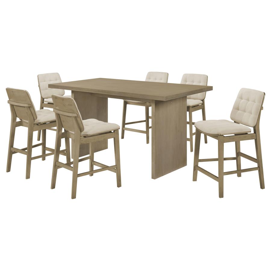(image for) Decker 7-piece 70-inch Rectangular Counter Height Dining Set Cream and Natural Oak