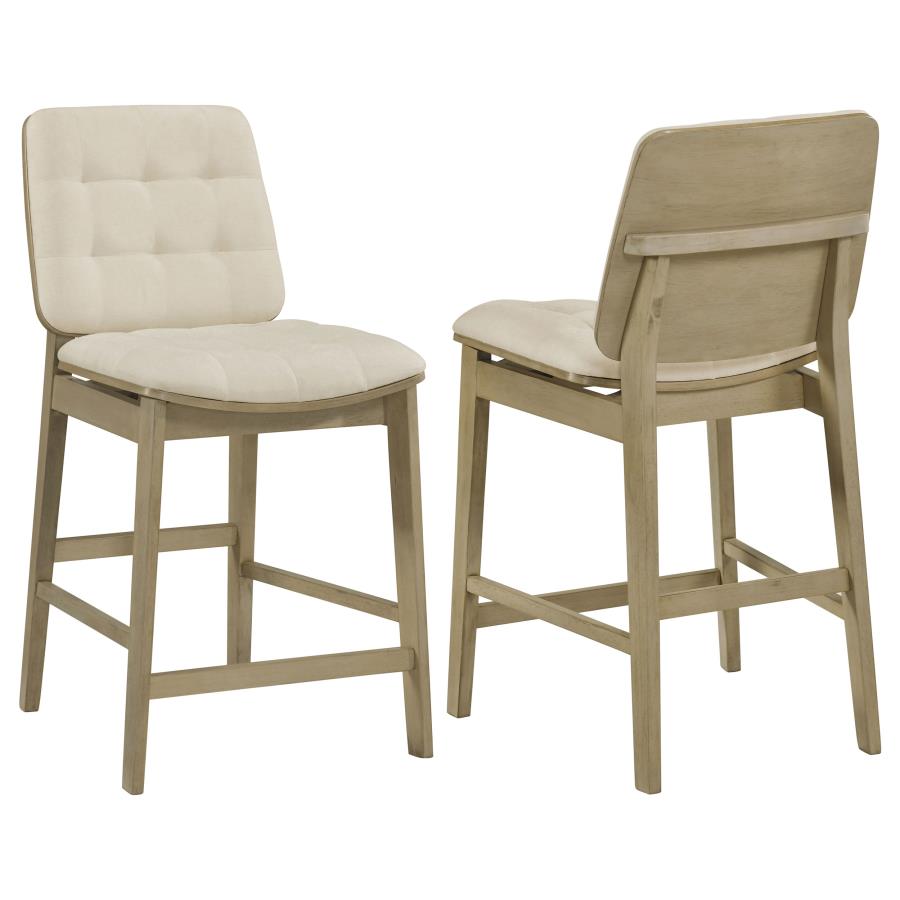 (image for) Redbridge Velvet Upholstered Counter Chair Cream and Natural Oak (Set of 2)