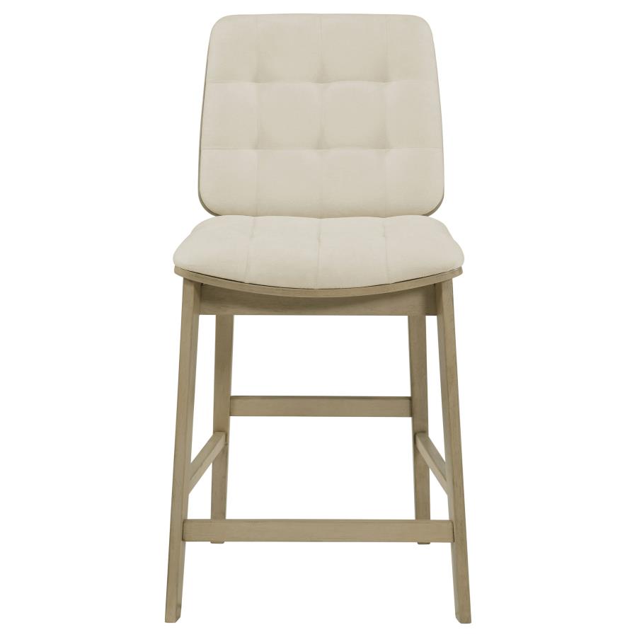 Redbridge Velvet Upholstered Counter Chair Cream and Natural Oak (Set of 2)