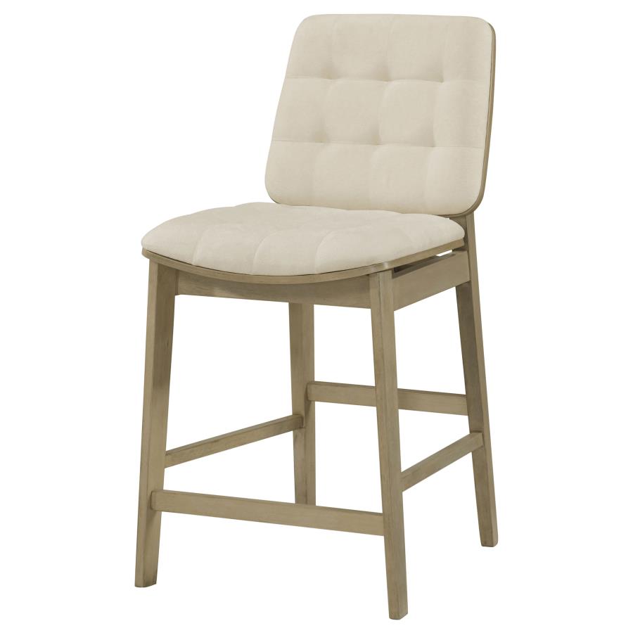 Redbridge Velvet Upholstered Counter Chair Cream and Natural Oak (Set of 2)