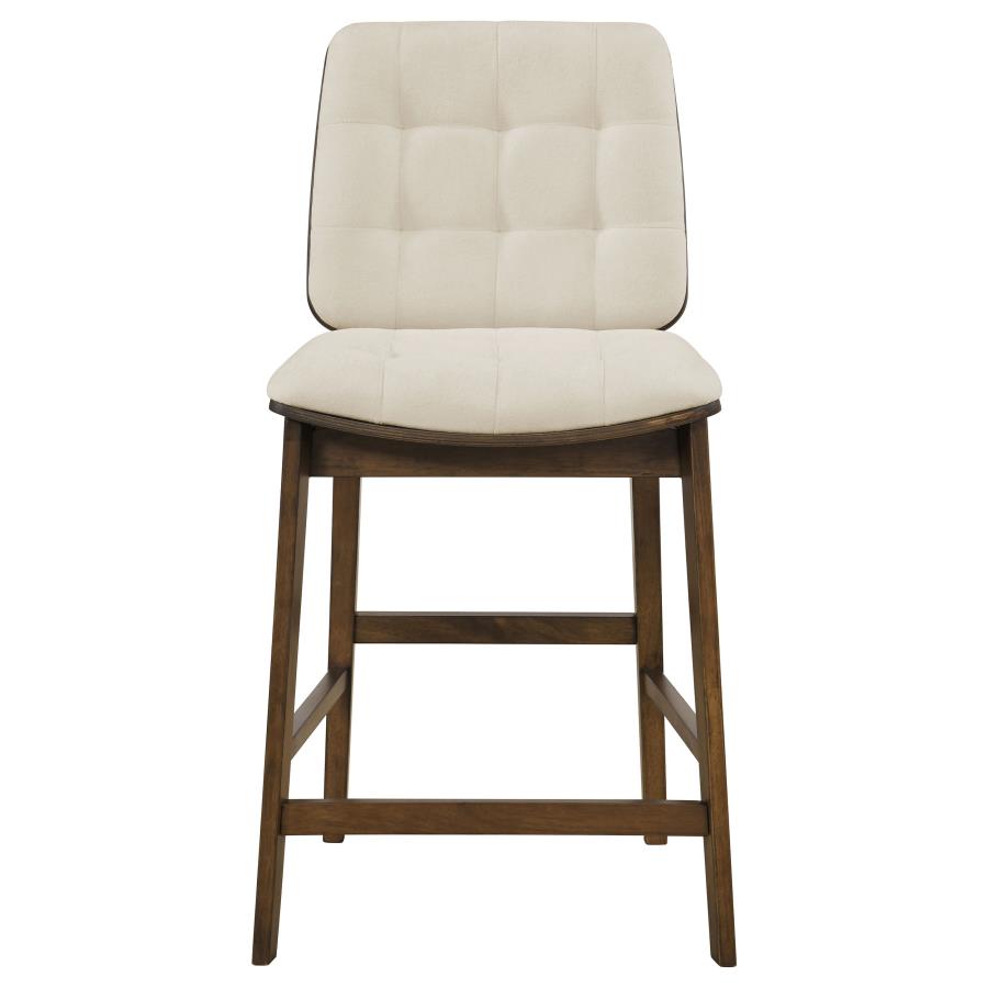 Redbridge Velvet Upholstered Counter Chair Cream and Walnut (Set of 2)