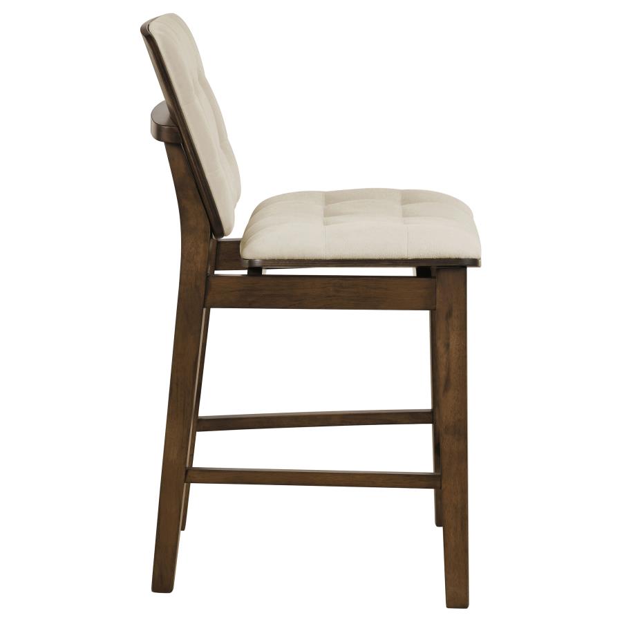 Redbridge Velvet Upholstered Counter Chair Cream and Walnut (Set of 2)