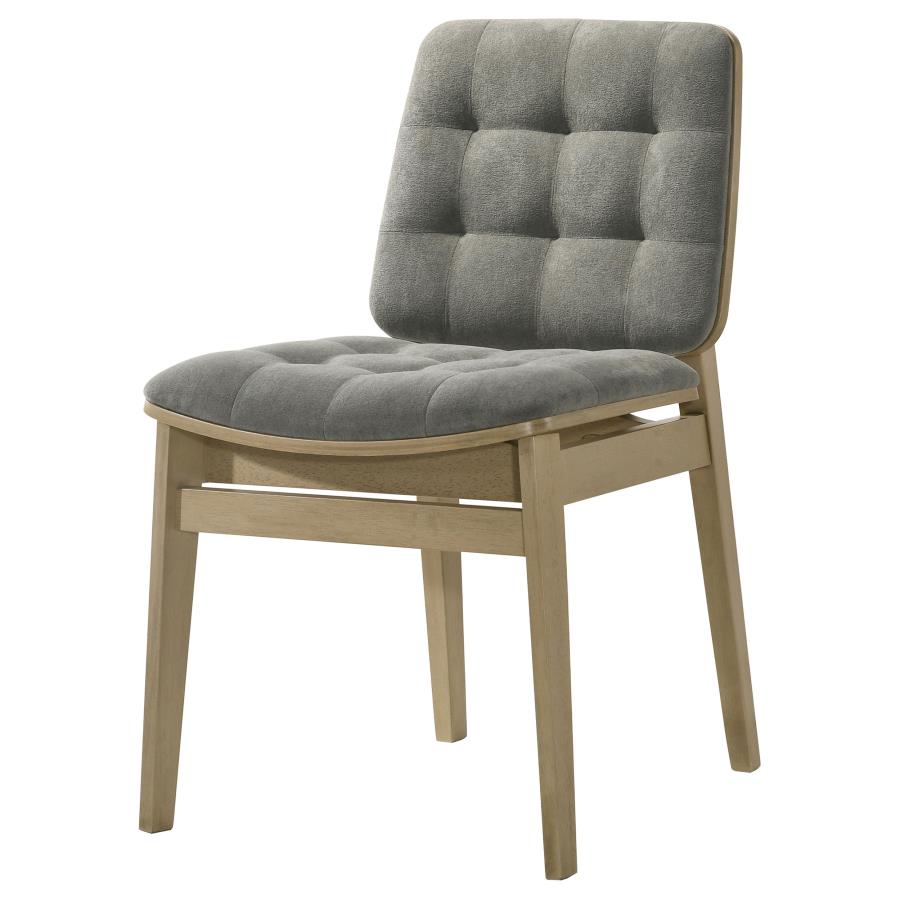 Redbridge Velvet Upholstered Side Chair Grey and Natural Oak (Set of 2)