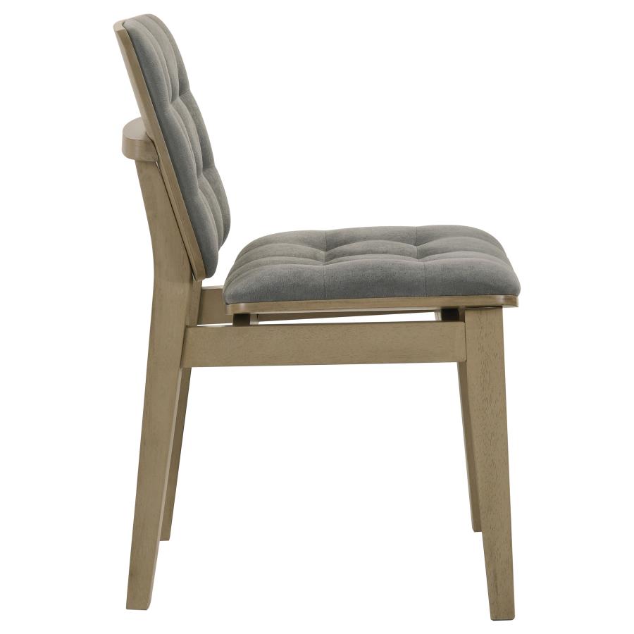 Redbridge Velvet Upholstered Side Chair Grey and Natural Oak (Set of 2)