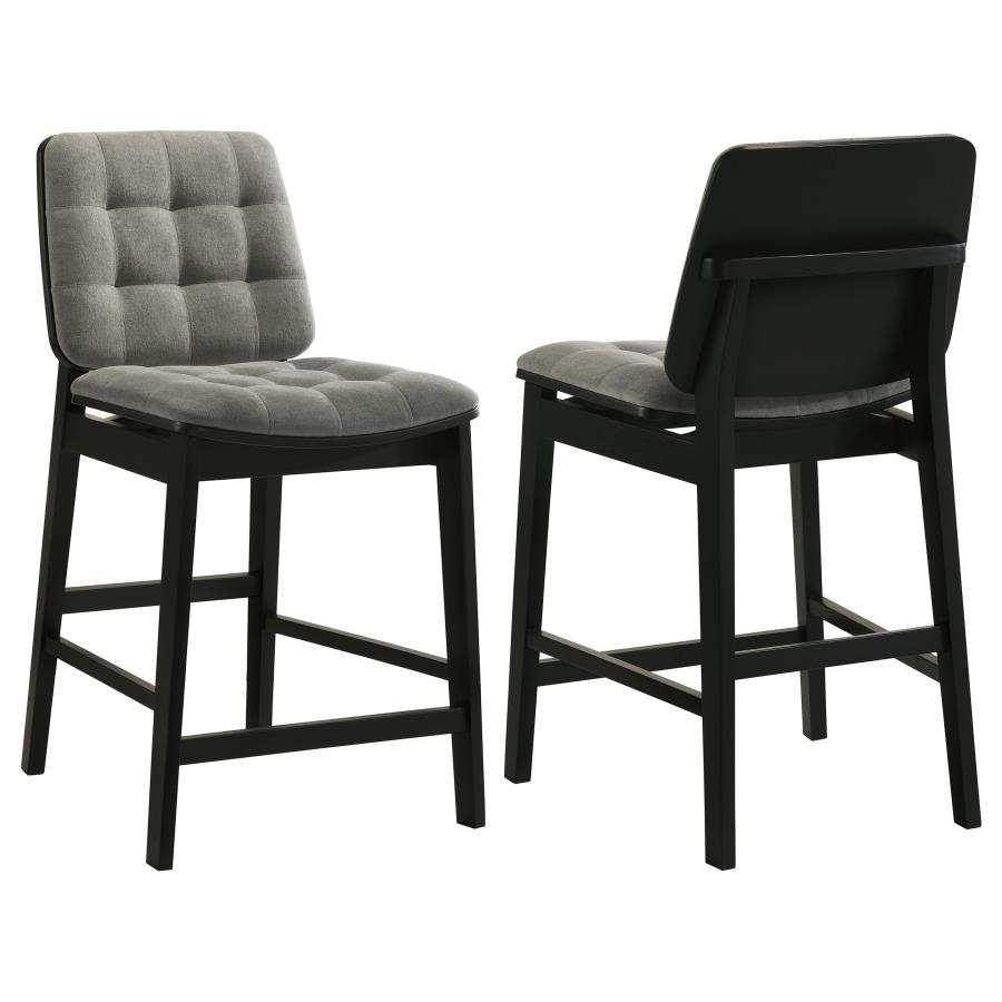 (image for) Redbridge Velvet Upholstered Counter Chair Grey and Black (Set of 2)