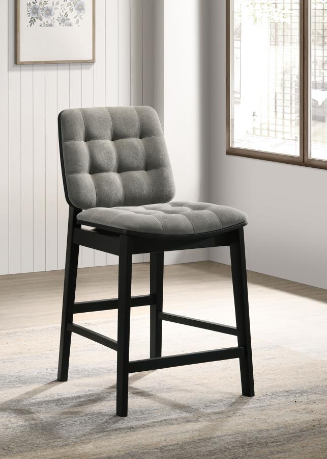 Redbridge Velvet Upholstered Counter Chair Grey and Black (Set of 2)