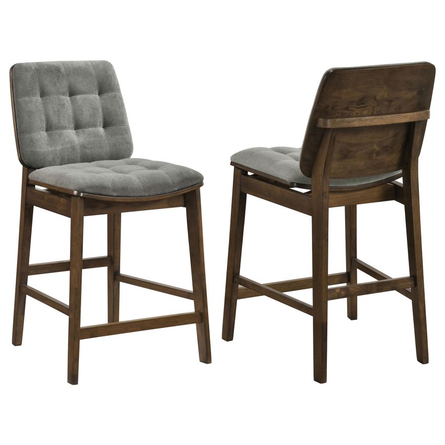 (image for) Redbridge Velvet Upholstered Counter Chair Grey and Walnut (Set of 2)