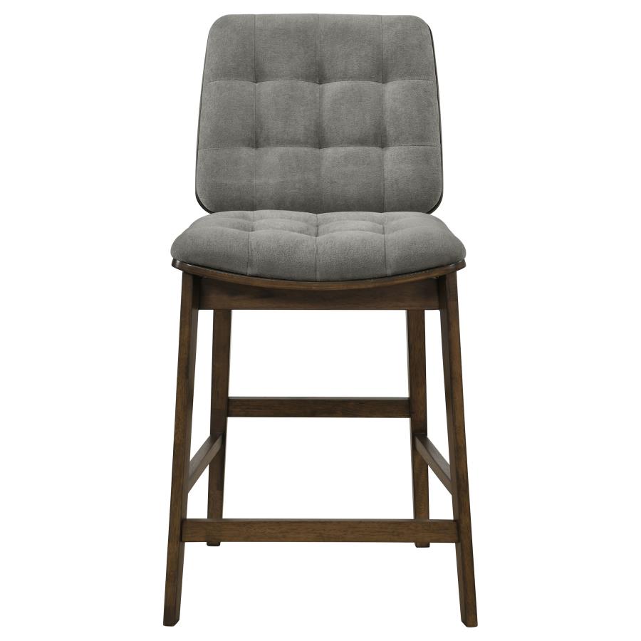 Redbridge Velvet Upholstered Counter Chair Grey and Walnut (Set of 2)
