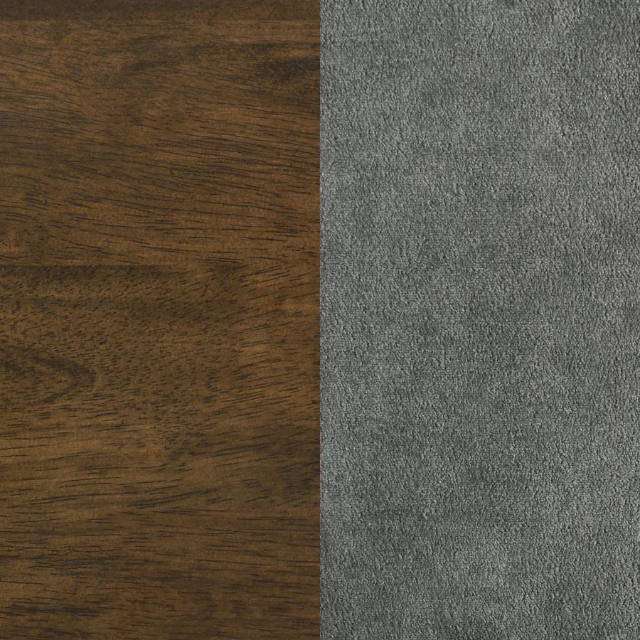 Redbridge Velvet Upholstered Counter Chair Grey and Walnut (Set of 2)