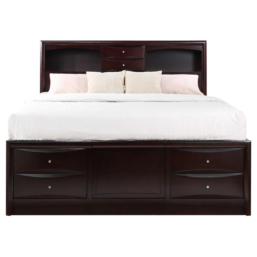 (image for) Phoenix Wood Eastern King Storage Bookcase Bed Cappuccino