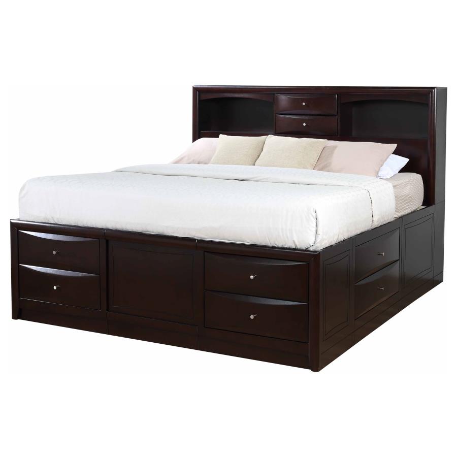 (image for) Phoenix Wood Eastern King Storage Bookcase Bed Cappuccino