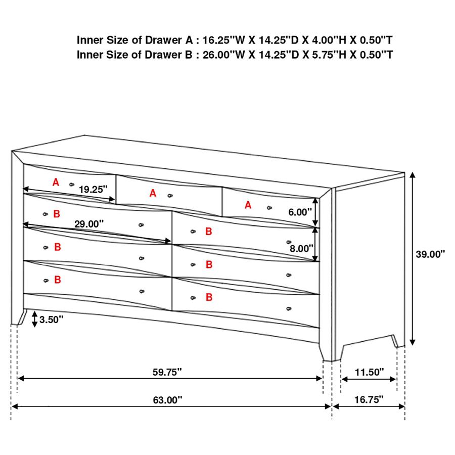 (image for) Phoenix 9-drawer Dresser Cappuccino