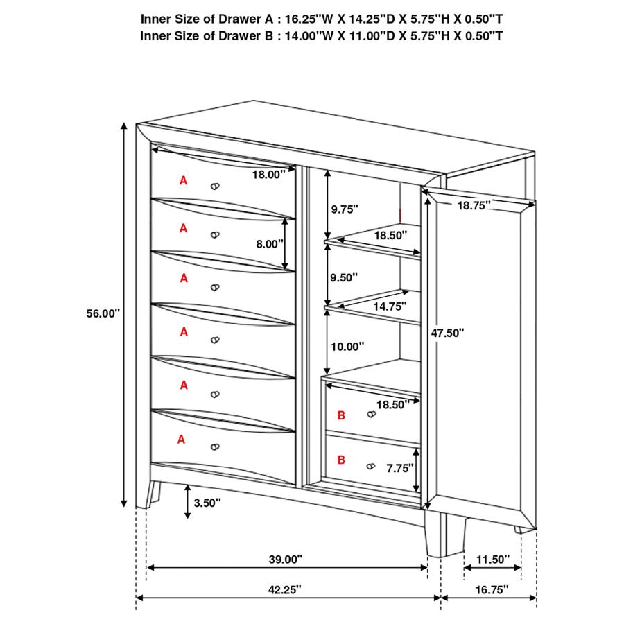 (image for) Phoenix 8-drawer Bedroom Chest Cappuccino